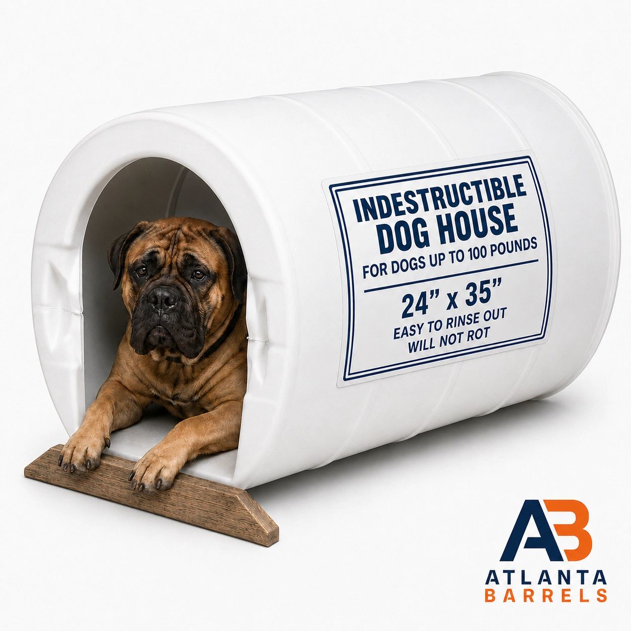 ATLANTA BARREL DRUM BARRELS DRUMS DOGLOO IGLOO KENNEL CAGE CRATE PEN BOX PLASTIC POLY DOGHOUSE DOG 
