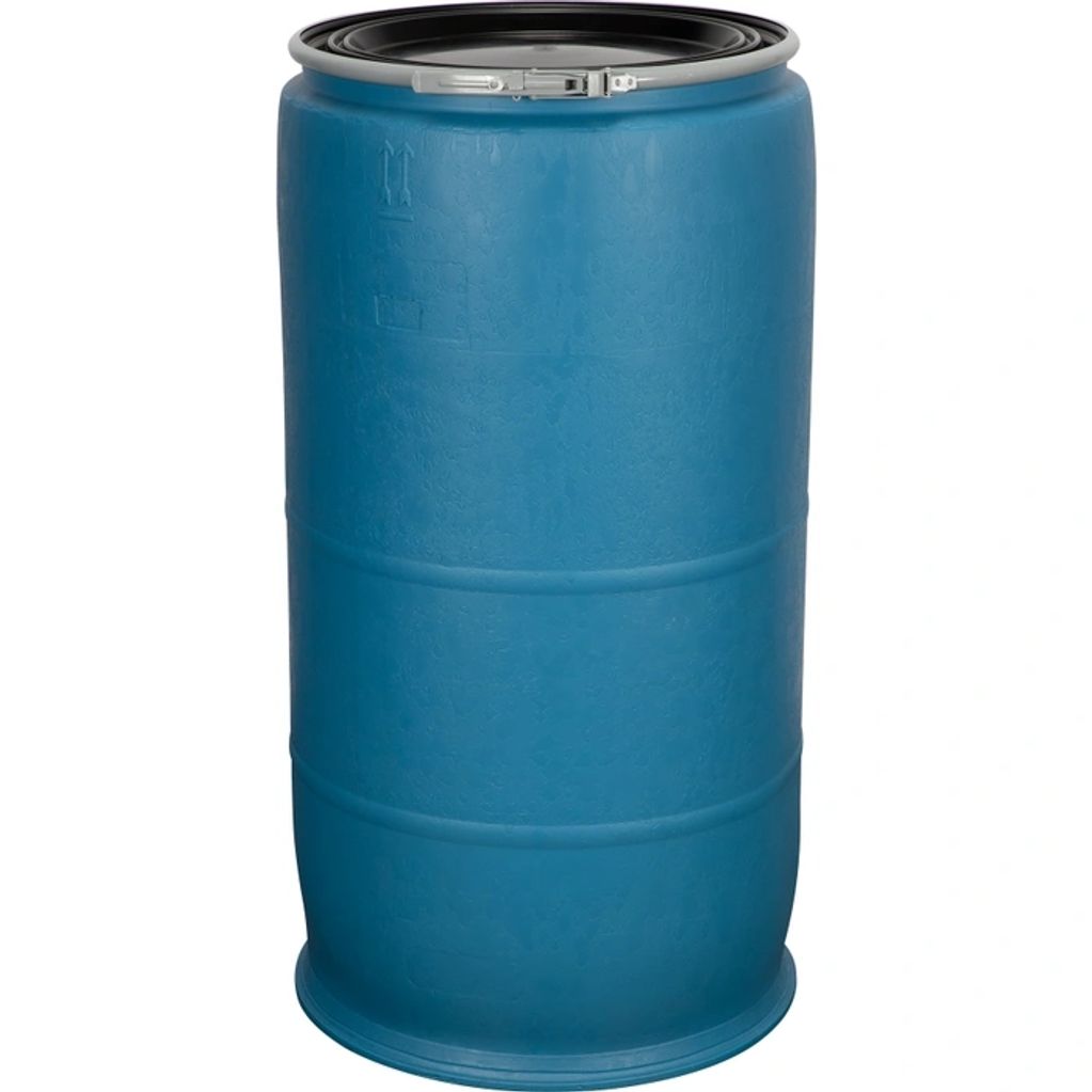 77 Gallon Plastic Barrel Open Top + Locking Lid - New, manufactured last  month