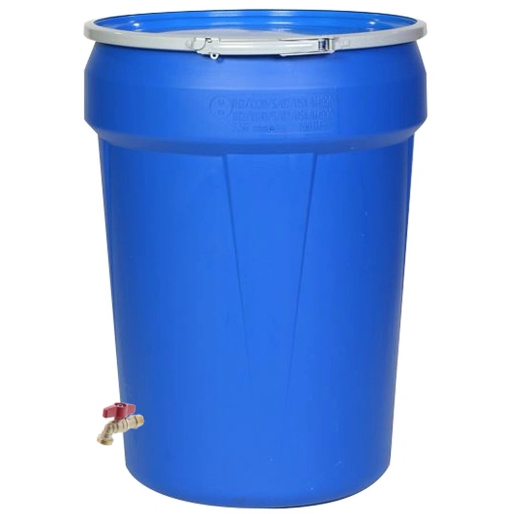 30 Gallon Rain Barrel + Removable Lid
Brass Hose Faucet Installed