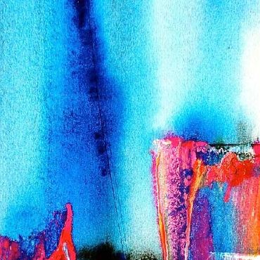 Red and orange paint on white canvas