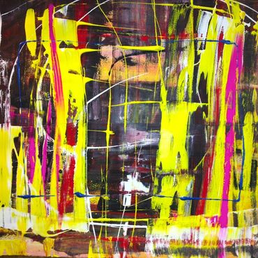 Black and yellow linear abstract