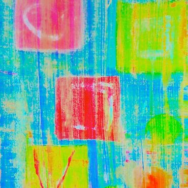 Blue and orange abstract with vertical strokes