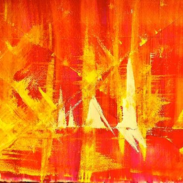 Bright orange and red abstract painting