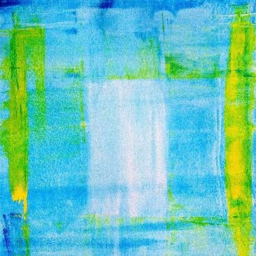 Yellow abstract painting with bright pink highlights