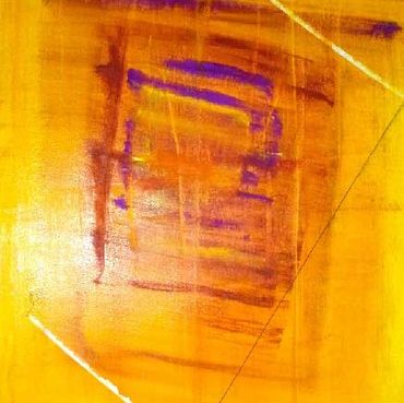 Yellow and orange painting with sharp brush details