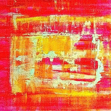 Colorful geometric squares with circles in primary hues