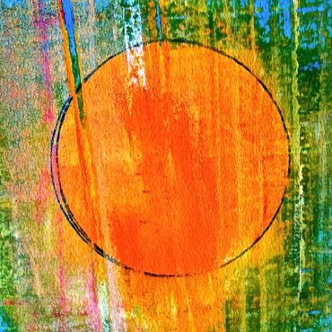 Orange circle on dark background