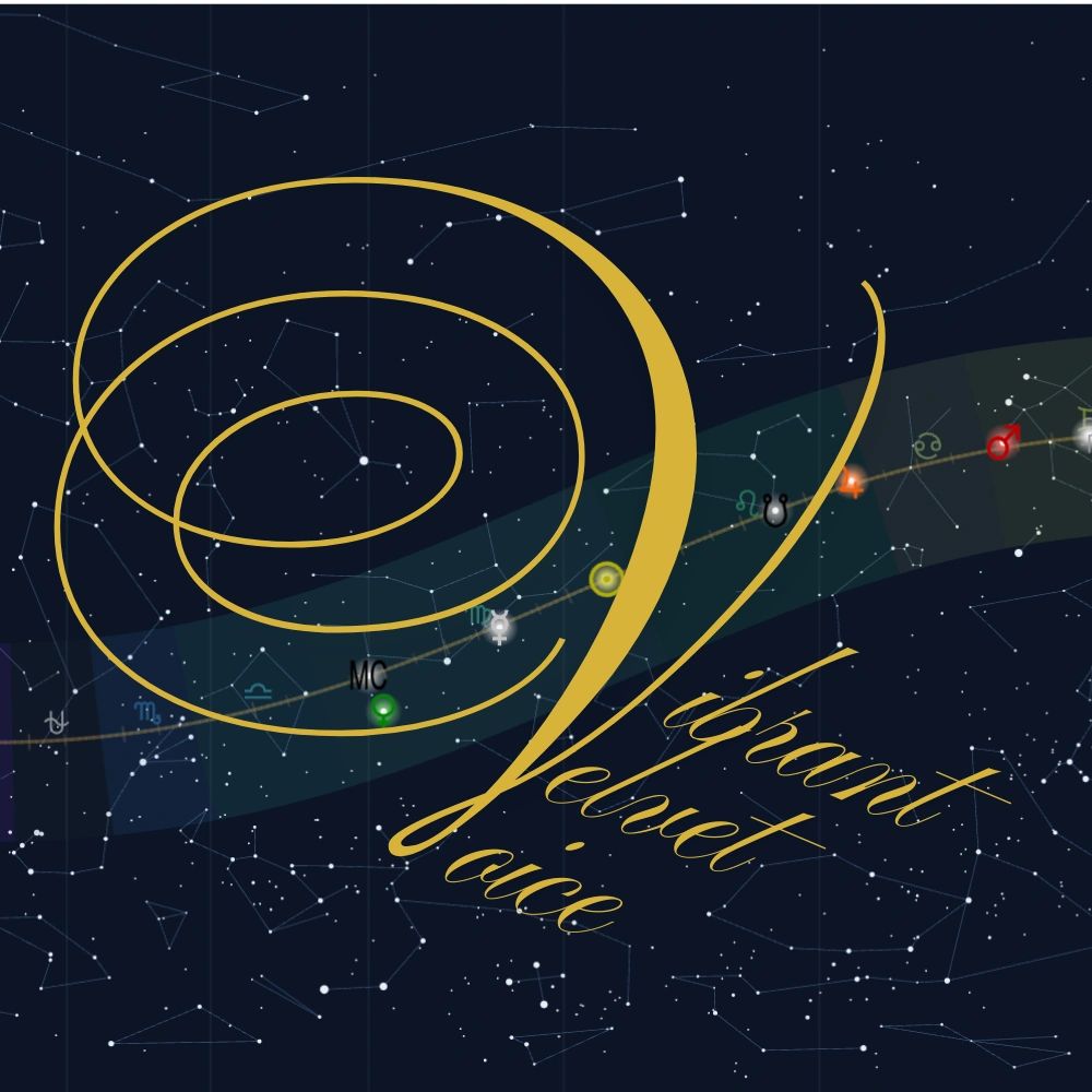 A golden spiral with elegant cursive text over a starry background.