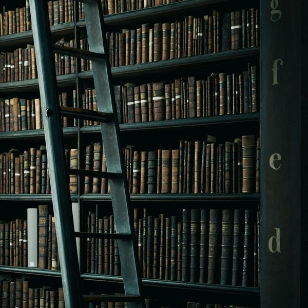 books on a shelf in a library