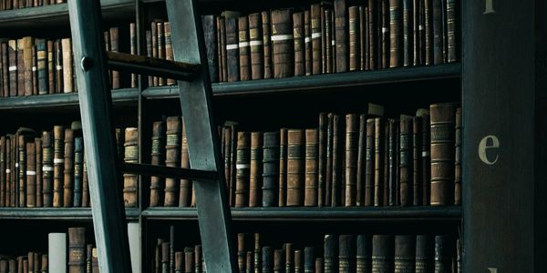 books on a shelf in a library