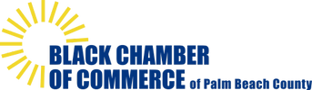 Logo of Rock Center for Commerce with a yellow sun and blue text.