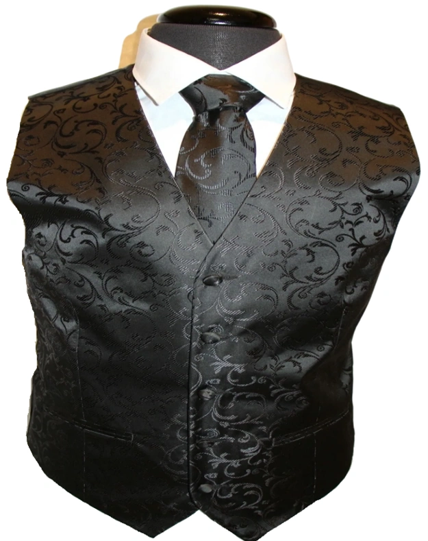 Men s Formal Black Paisley Suit Vest 3 Piece VA01BL