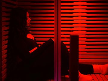 Infrared and redlight therapy sauna located at Studio Aligned, in Monticello NY.