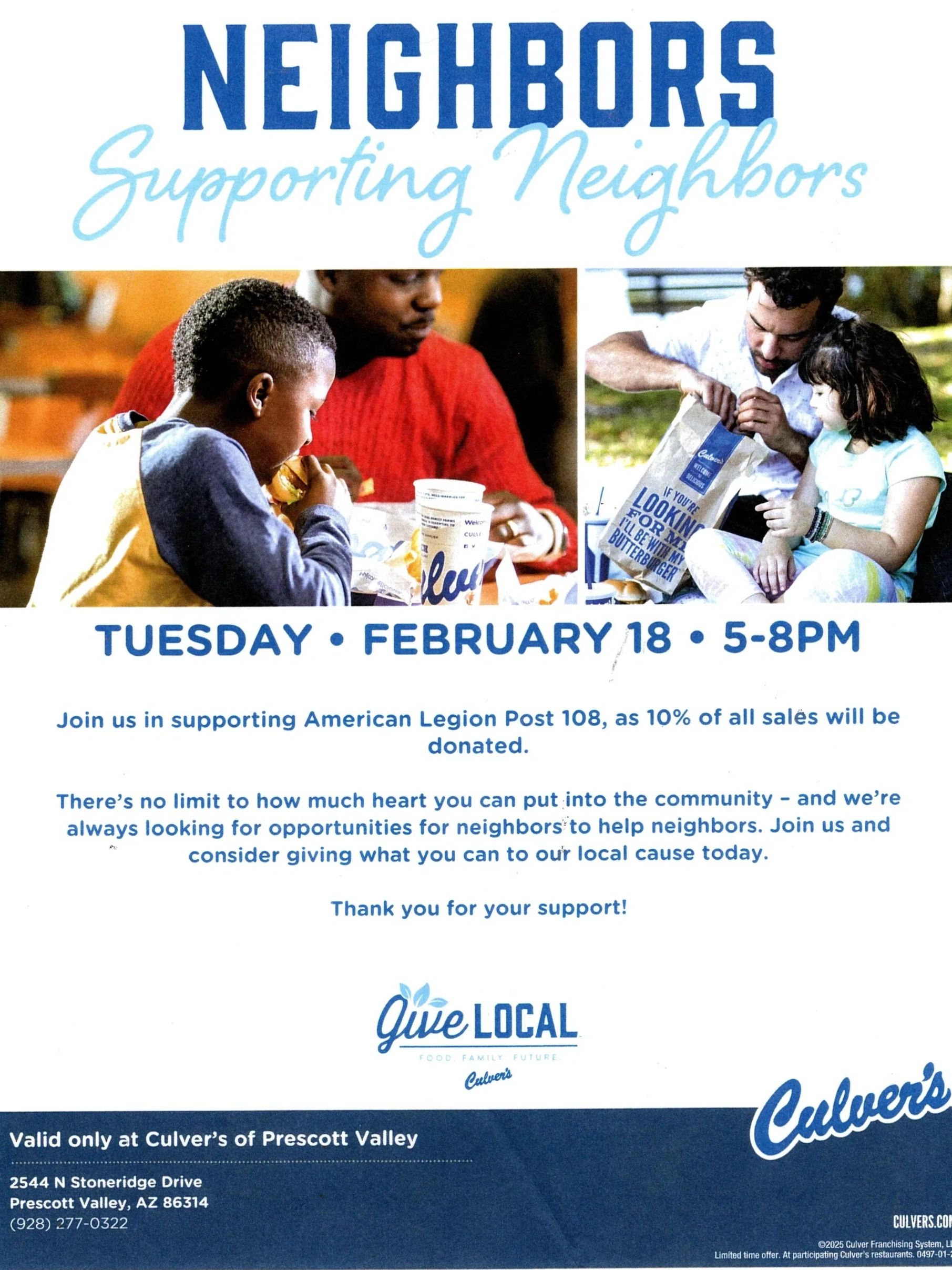 Please come out and meet some of our Veterans who will be helping serve meals! Culver's is helping t