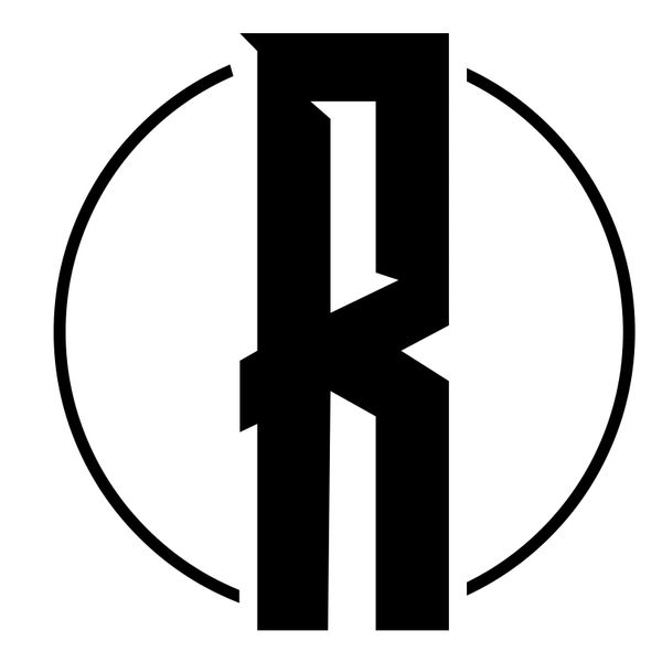 Black stylized letter R inside a partial black circle.