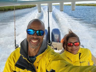 USCG 100 Ton Licensed Captain David Tucker and his wife driving the boat at high speed.