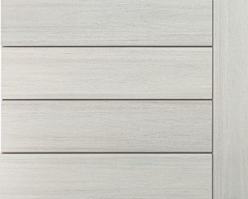 Light gray wood paneling with horizontal slats.