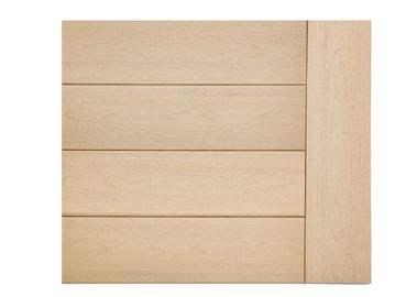 Light wood paneling with horizontal slats.