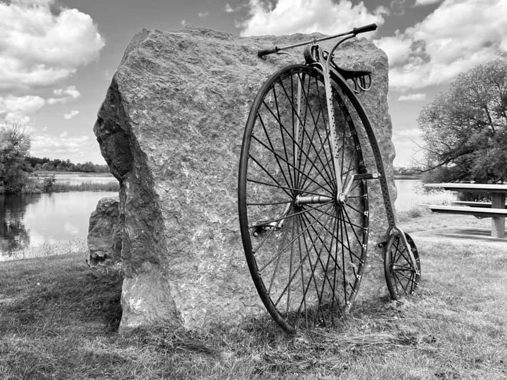 Black/white of old bicycle  