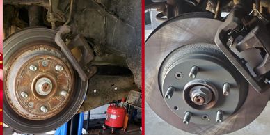 My mechanic services before and after picture rear brake pads and rotors replacement