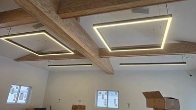Custom ceiling lighting installation by Cox Electric in Goodrich, Michigan