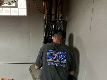 Commercial electrical service work performed by Cox Electric, Heating & Cooling technicians in South