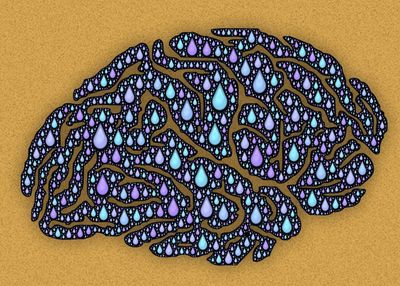 graphic of the brain covered in raindrops