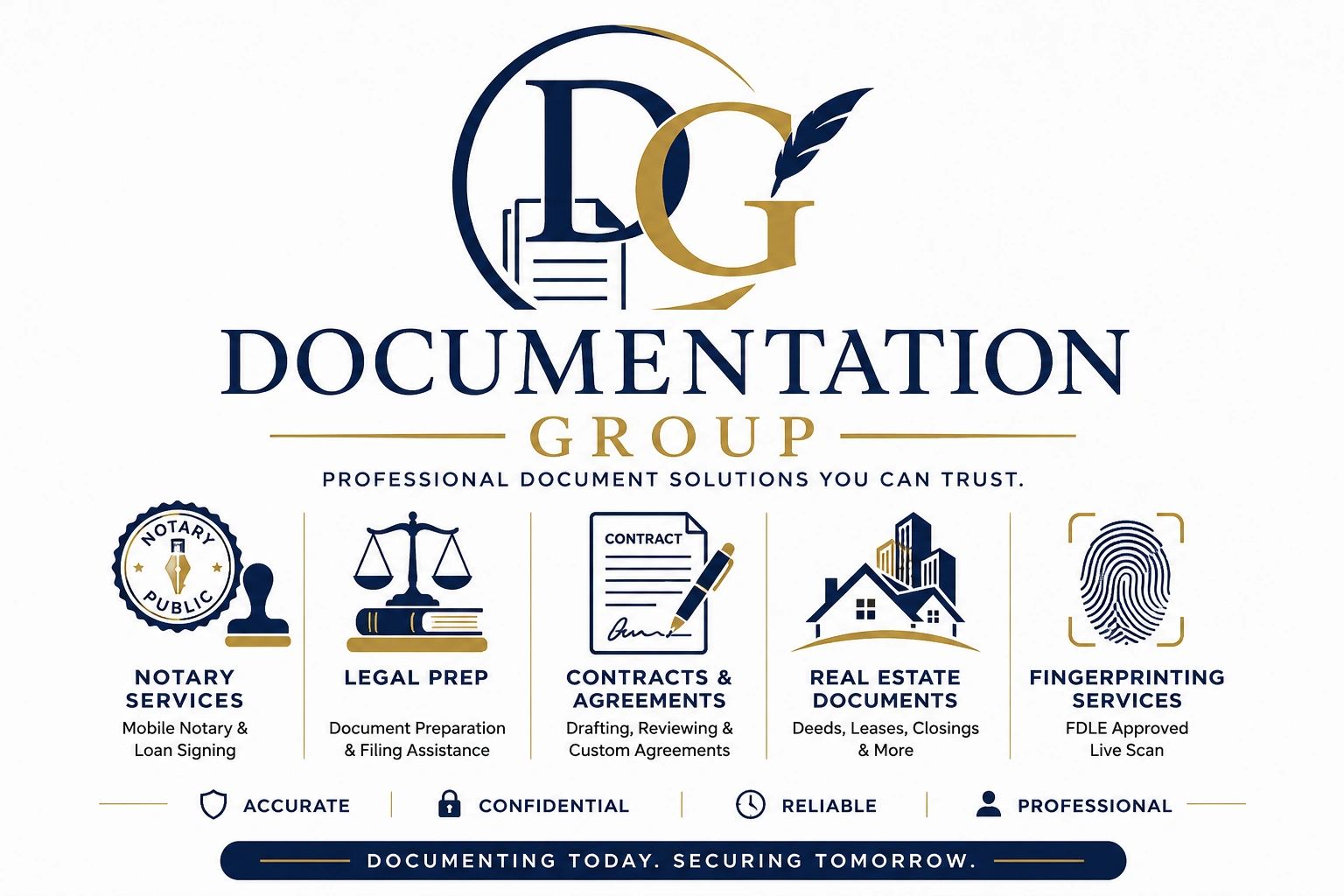 Documentation Group offers professional notary, legal, contract, real estate, and fingerprinting services.