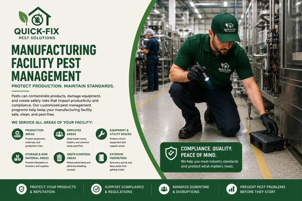 Expert pest management in manufacturing facilities to ensure compliance and safety.