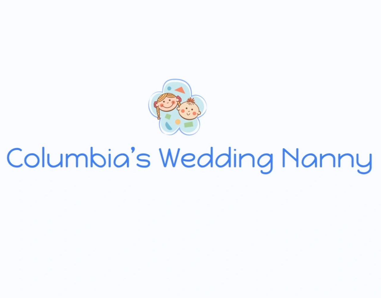 Logo for Columbia's Wedding Nanny with child illustrations.
