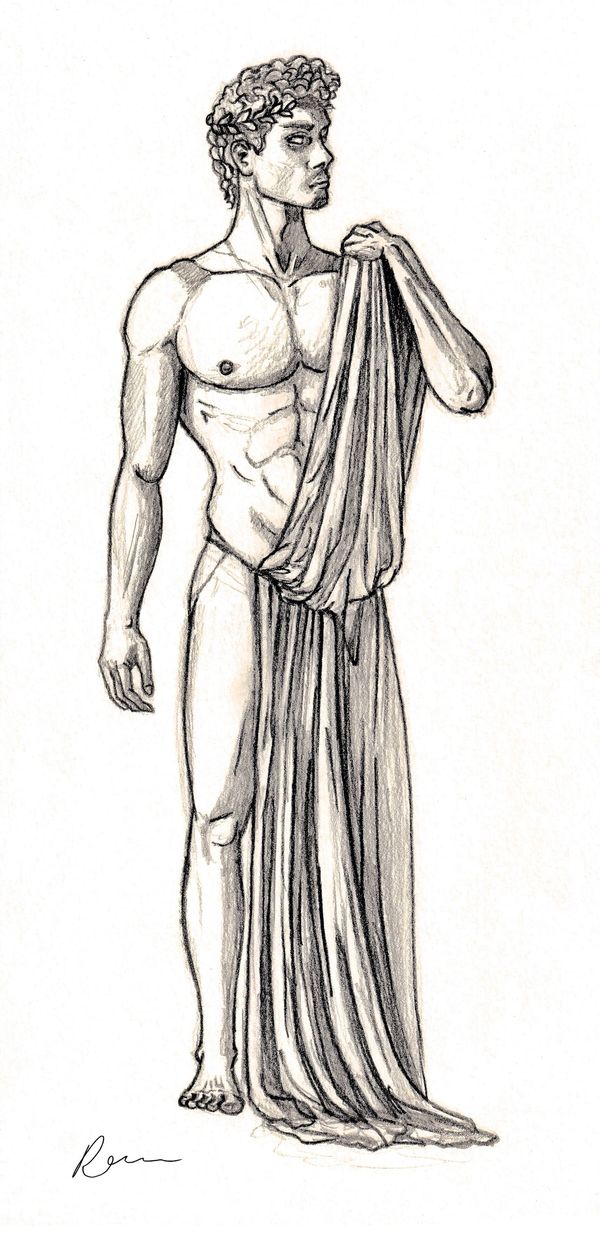 Handsome male figure sketch