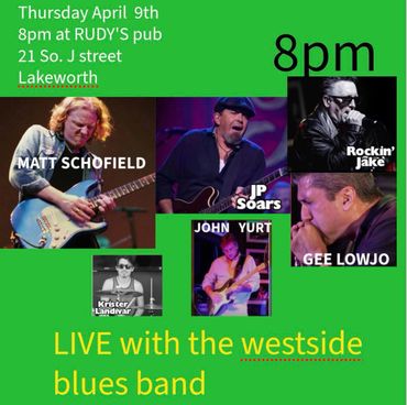 Live blues music at Rudy's pub with Westside Blues Band members.