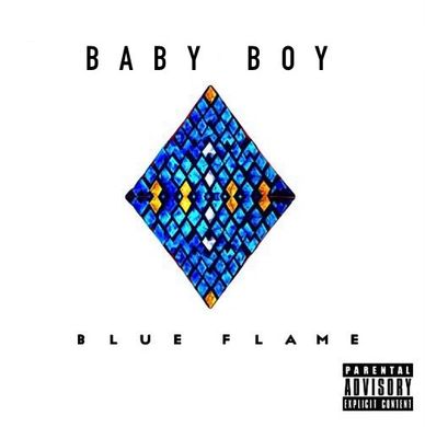 Album cover for Baby Boy's 'Blue Flame' with a blue geometric diamond.