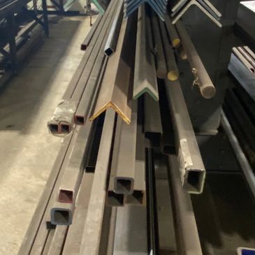 Pile of metal and steel square tubing