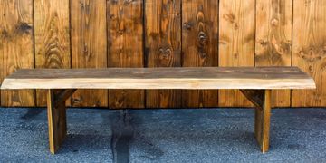 Rustic wood bench wedding rentals