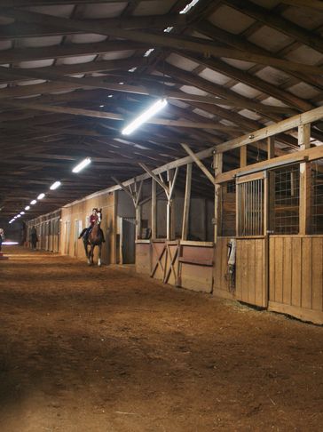 Inside the barn during lessons at Fairhope Stables 