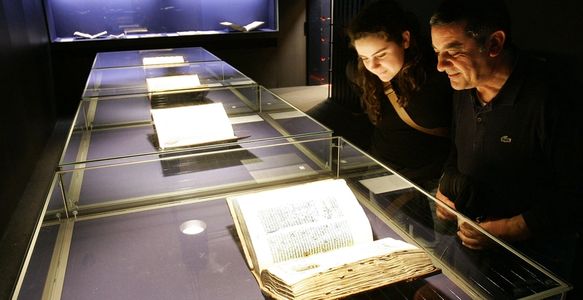 The Gutenberg Bible in the vault of the Gutenberg Museum in Mainz