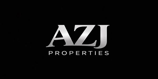 Logo for AZJ Properties on black background.
