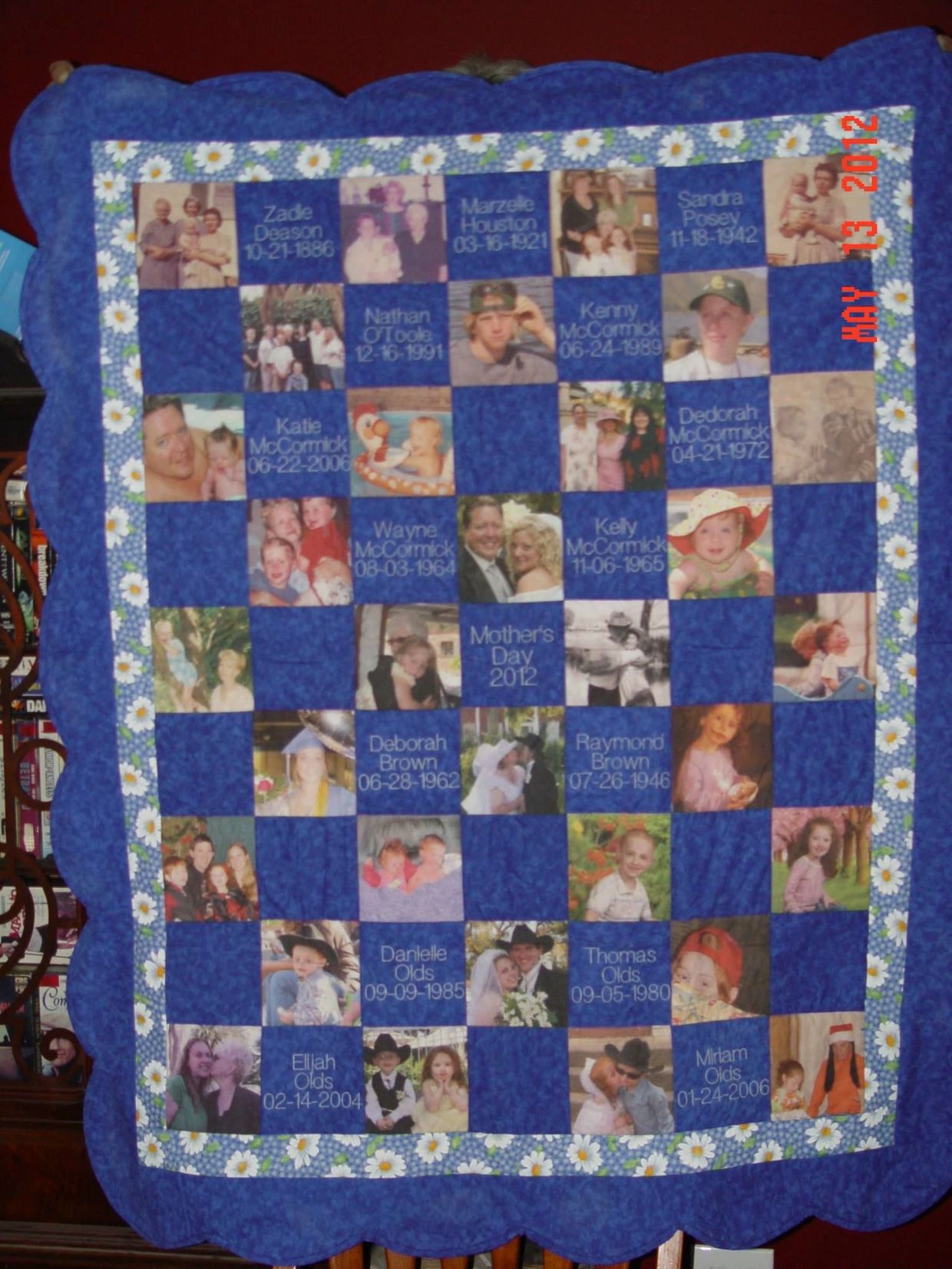 Mother's Day quilt 2012; Custom Photo quilt