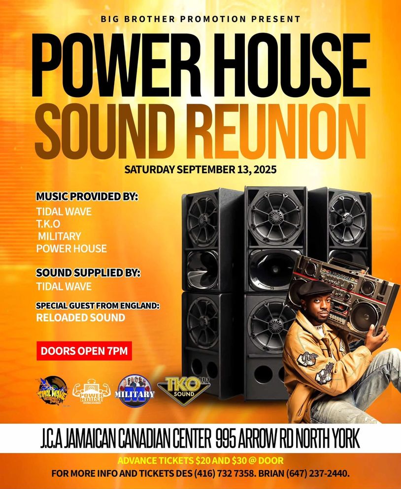 Power House Sound Reunion event flyer with music and special guest details.