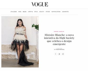 vogue feature of a model at histoire blanche fashion show by high society MGMT