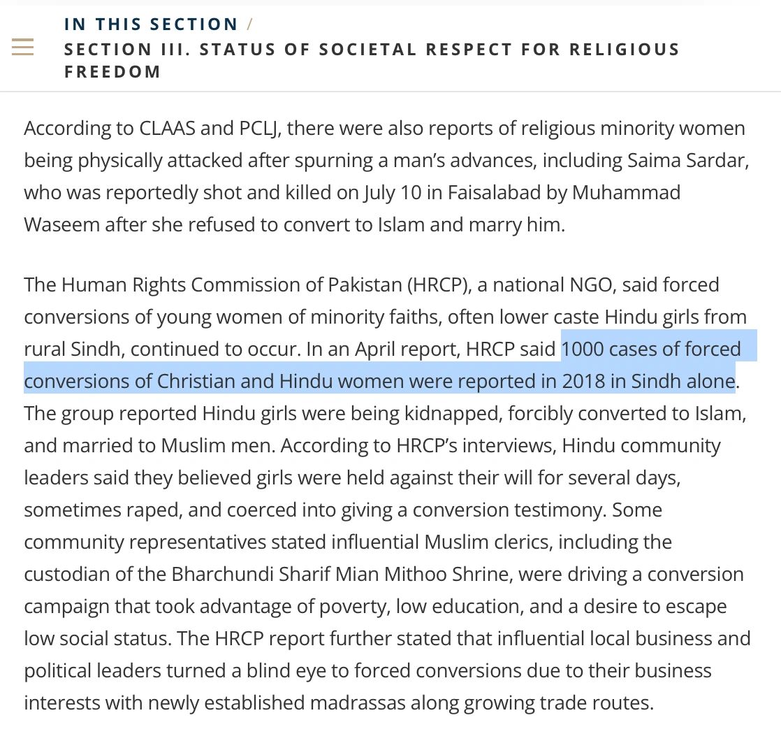 1,000 forced conversions of non-Muslim girls/women in one year in Pakistan