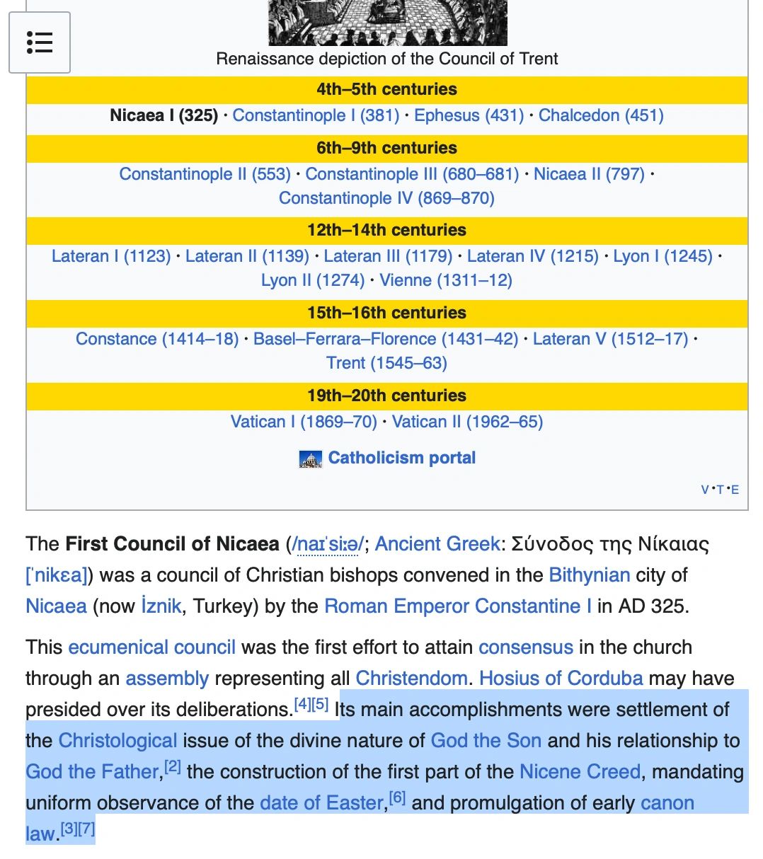 Constantine's First Council of Nicaea and the goal of settling Christological issues