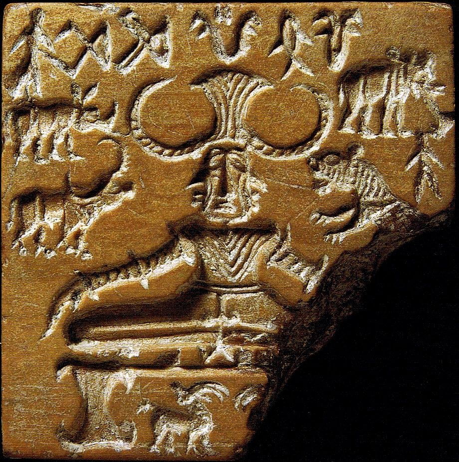 3500 - 1500 BCE: The Pashupati Seal is a steatite seal was discovered at the Mohenjo-daro archaeological site of the Indus Valley Civilization. The seal depicts a seated figure that is possibly tricephalic (having three heads). 3500 - 1500 BCE: The Pashupati Seal is a steatite seal was discovered at the Mohenjo-daro archaeological site of the Indus Valley Civilization. The seal depicts a seated figure that is possibly tricephalic (having three heads).