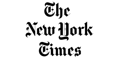 The New York Times logo in blackletter typeface.