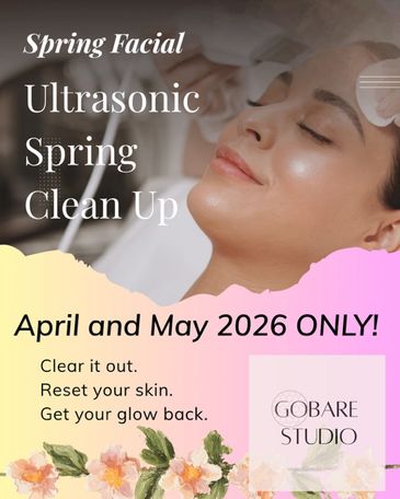Woman enjoying a spring ultrasonic facial clean up at Gobare Studio.