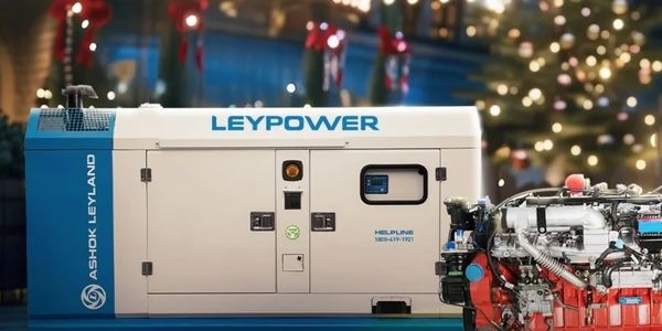 Leypower generator by Ashok Leyland with an engine beside it.