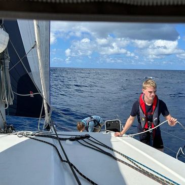 Toby sailing across the Atlantic