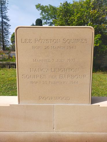 Traditional 'V' cut inscription hand chiseled into sandstone.