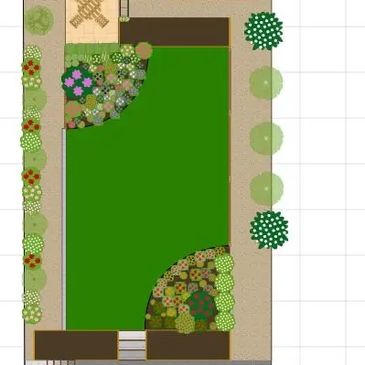 Modern garden design, space for vegetable gowering, flowers, and recreation, Redruth Cornwall.